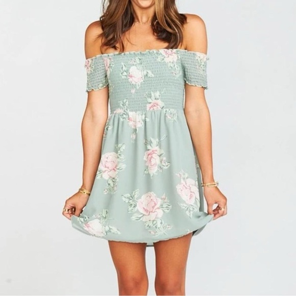 Dolly Smocked Dress in Sweetheart Sage - Picture 1 of 6